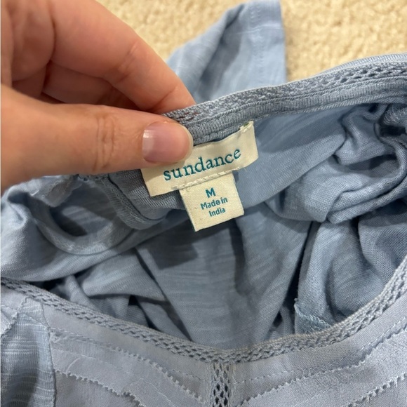 SUNDANCE • Women’s Light Blue Ruffle Bell Sleeve Viscose Top Long Sleeve Sz M - Picture 4 of 7